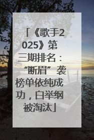 《歌手2025》第三期排名：“断眉”袭榜单依纯成功，白举纲被淘汰