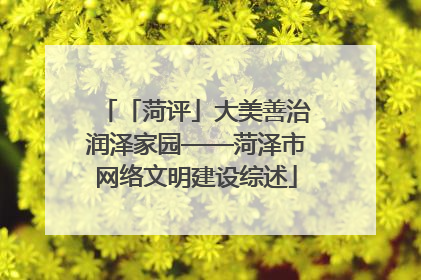 「菏评」大美善治润泽家园——菏泽市网络文明建设综述