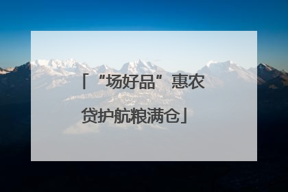 “场好品”惠农贷护航粮满仓