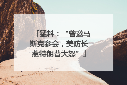 猛料：“曾邀马斯克参会，美防长惹特朗普大怒”