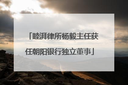 睦湃律所杨毅主任获任朝阳银行独立董事