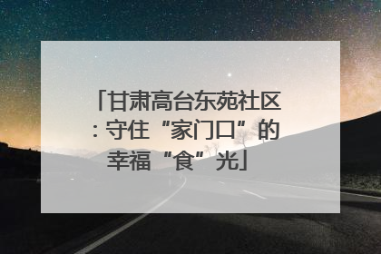 甘肃高台东苑社区：守住“家门口”的幸福“食”光