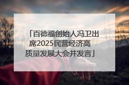 百德福创始人冯卫出席2025民营经济高质量发展大会并发言