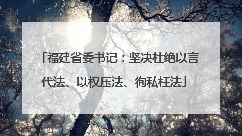 福建省委书记：坚决杜绝以言代法、以权压法、徇私枉法