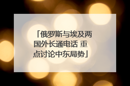 俄罗斯与埃及两国外长通电话 重点讨论中东局势