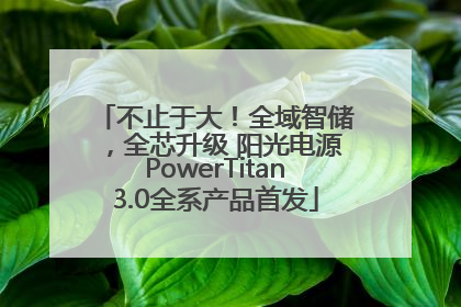 不止于大！全域智储，全芯升级 阳光电源PowerTitan3.0全系产品首发