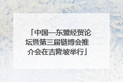 中国—东盟经贸论坛暨第三届链博会推介会在吉隆坡举行