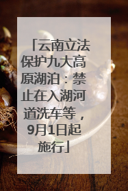 云南立法保护九大高原湖泊：禁止在入湖河道洗车等，9月1日起施行