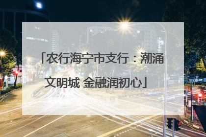 农行海宁市支行：潮涌文明城 金融润初心