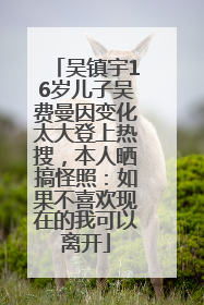 吴镇宇16岁儿子吴费曼因变化太大登上热搜，本人晒搞怪照：如果不喜欢现在的我可以离开