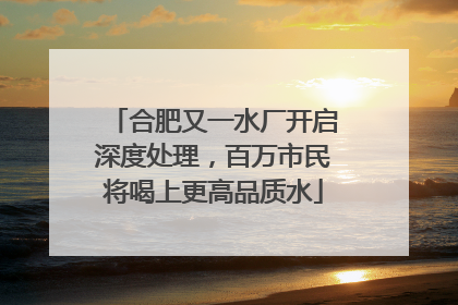 合肥又一水厂开启深度处理，百万市民将喝上更高品质水