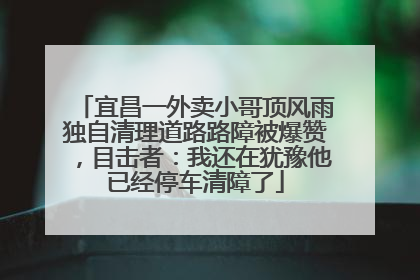 宜昌一外卖小哥顶风雨独自清理道路路障被爆赞，目击者：我还在犹豫他已经停车清障了