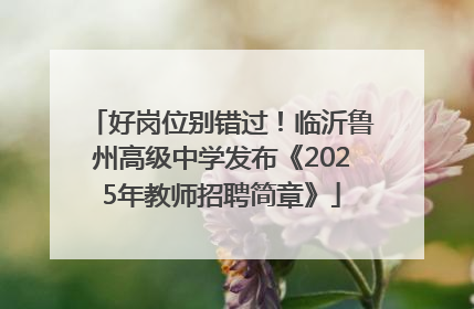 好岗位别错过！临沂鲁州高级中学发布《2025年教师招聘简章》