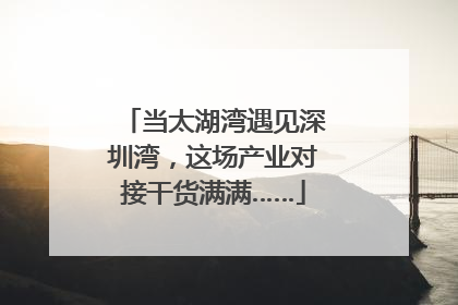 当太湖湾遇见深圳湾，这场产业对接干货满满……