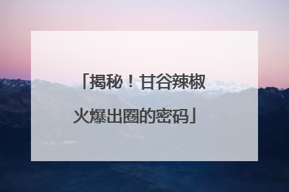 揭秘！甘谷辣椒火爆出圈的密码