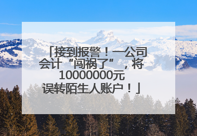 接到报警！一公司会计“闯祸了”，将10000000元误转陌生人账户！