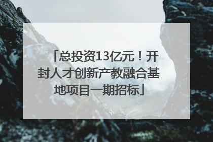 总投资13亿元！开封人才创新产教融合基地项目一期招标