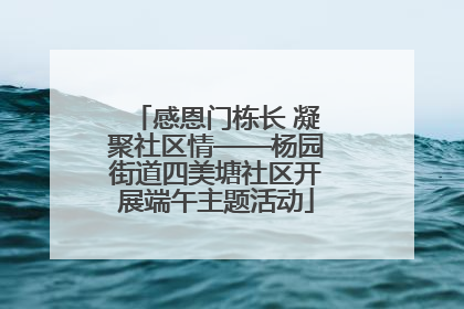 感恩门栋长 凝聚社区情——杨园街道四美塘社区开展端午主题活动