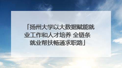 扬州大学以大数据赋能就业工作和人才培养 全链条就业帮扶畅通求职路