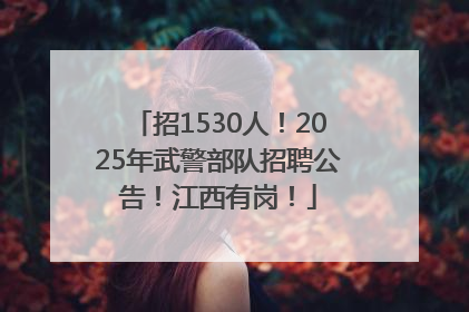 招1530人！2025年武警部队招聘公告！江西有岗！