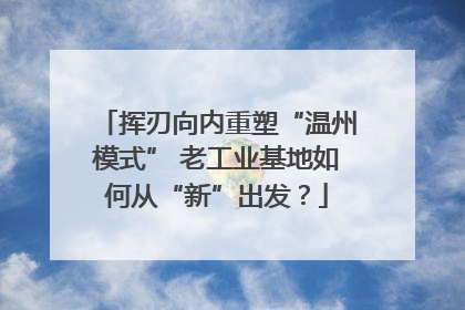 挥刃向内重塑“温州模式” 老工业基地如何从“新”出发？