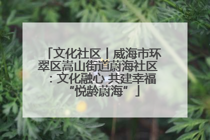 文化社区丨威海市环翠区嵩山街道蔚海社区：文化融心 共建幸福“悦龄蔚海”