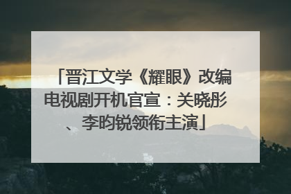 晋江文学《耀眼》改编电视剧开机官宣：关晓彤、李昀锐领衔主演