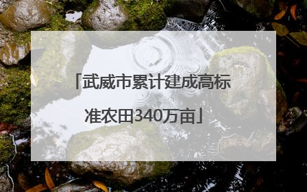 武威市累计建成高标准农田340万亩