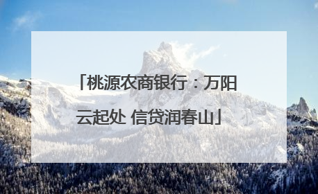 桃源农商银行：万阳云起处 信贷润春山
