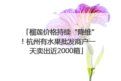 榴莲价格持续“降维”！杭州有水果批发商户一天卖出近2000箱