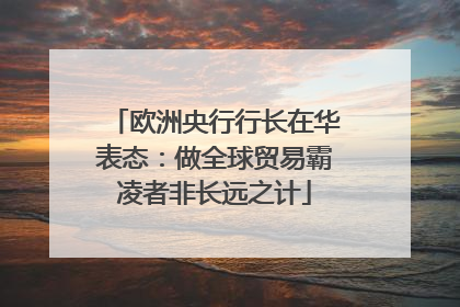 欧洲央行行长在华表态：做全球贸易霸凌者非长远之计