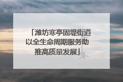 潍坊寒亭固堤街道以全生命周期服务助推高质量发展