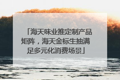 海天味业推定制产品矩阵，海天金标生抽满足多元化消费场景