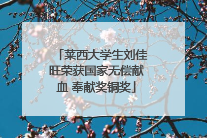 莱西大学生刘佳旺荣获国家无偿献血 奉献奖铜奖
