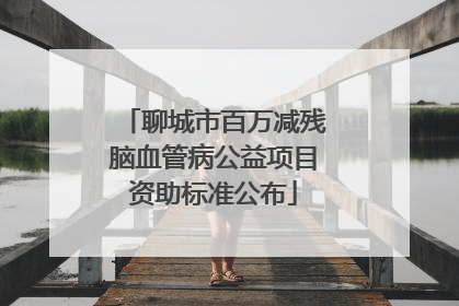 聊城市百万减残脑血管病公益项目资助标准公布