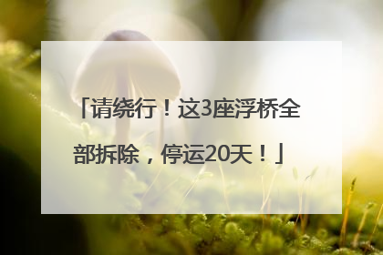 请绕行！这3座浮桥全部拆除，停运20天！