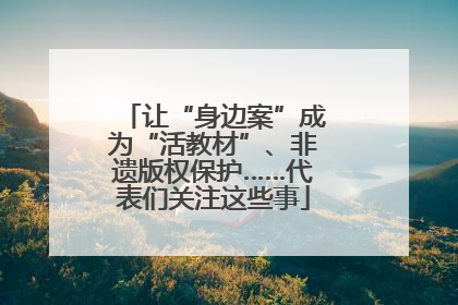 让“身边案”成为“活教材”、非遗版权保护……代表们关注这些事