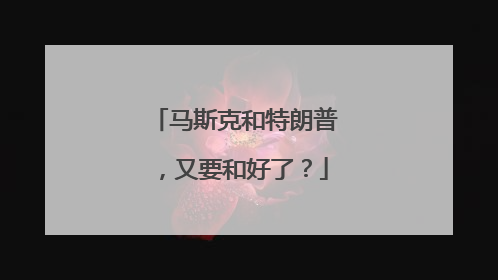 马斯克和特朗普，又要和好了？