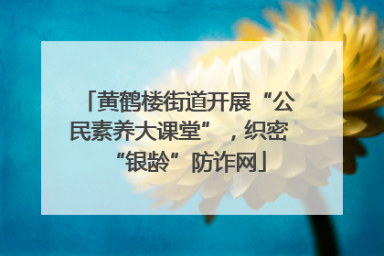 黄鹤楼街道开展“公民素养大课堂”，织密“银龄”防诈网