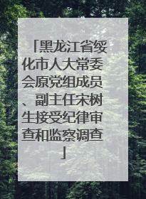 黑龙江省绥化市人大常委会原党组成员、副主任宋树生接受纪律审查和监察调查