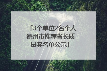 3个单位2名个人 德州市推荐省长质量奖名单公示