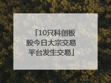 10只科创板股今日大宗交易平台发生交易